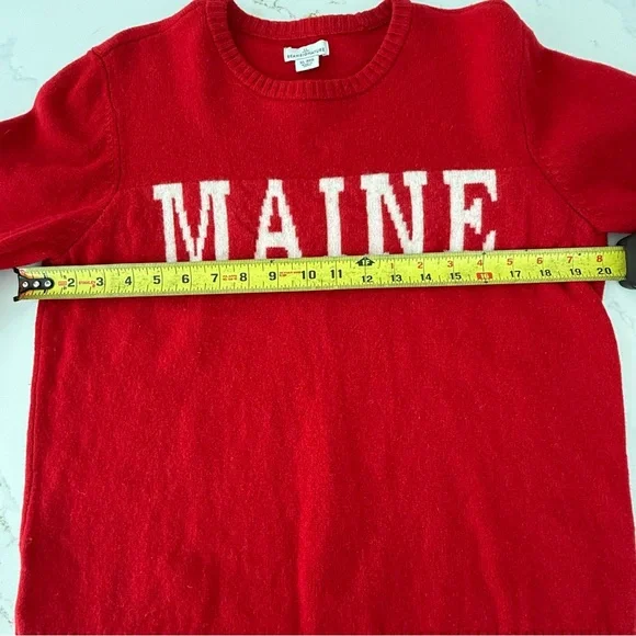 LL Bean Signature Red Women's Merino Wool Sweater with 'MAINE' Design - Picture 6 of 9